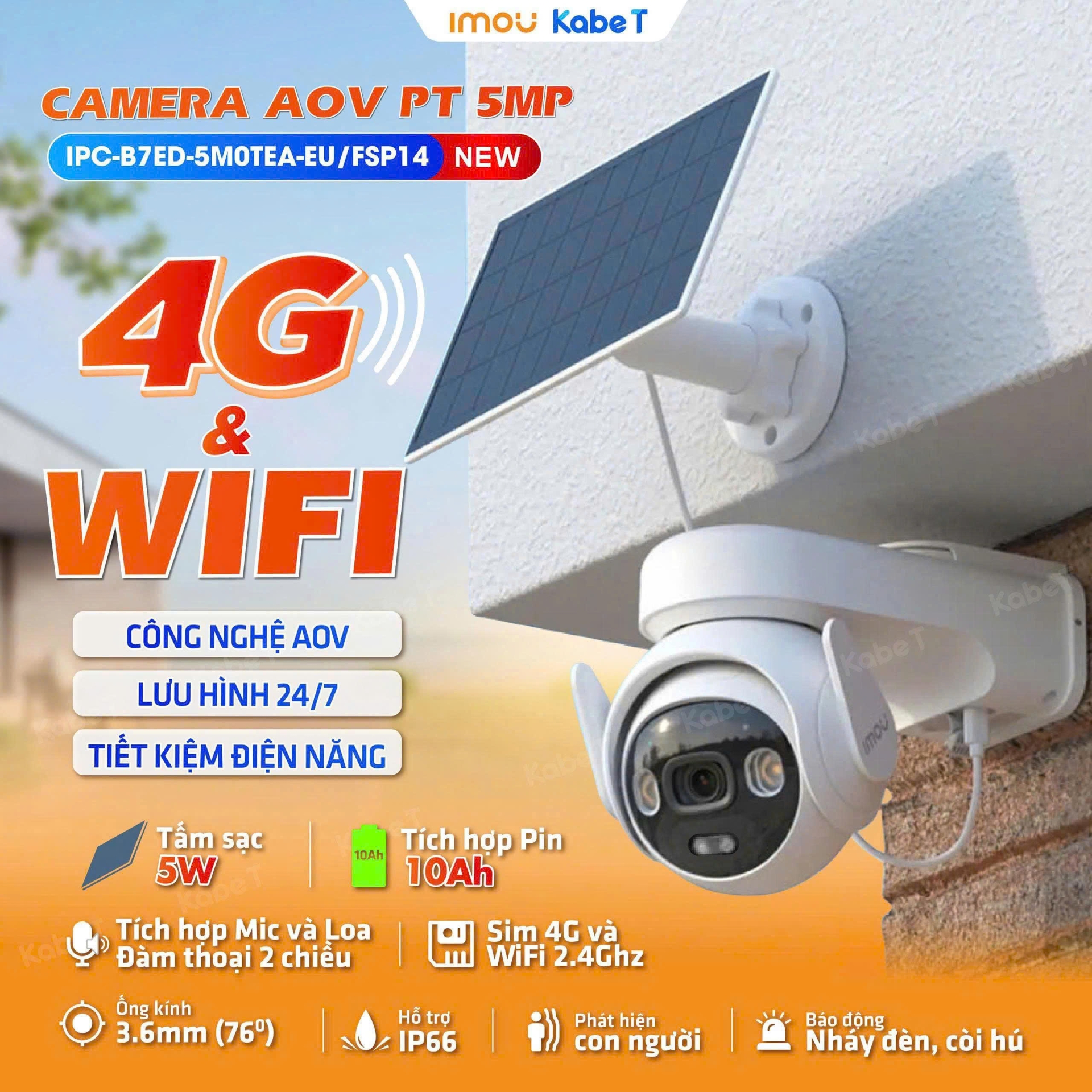 Camera Imou dùng pin năng lượng mặt trời tích hợp sim 4G IPC-B7ED-5M0TEA-EU/FSP14